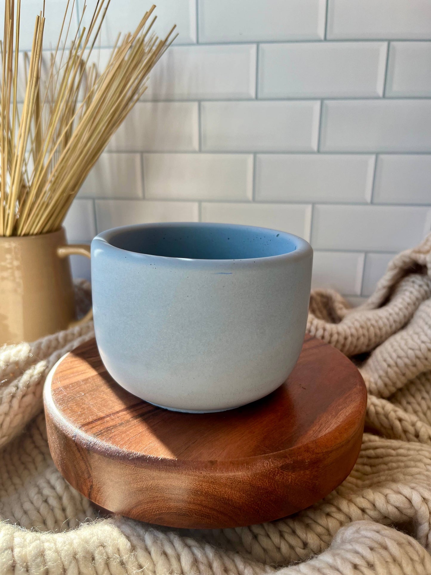 Blue Concrete Candle Vessel - 8 oz