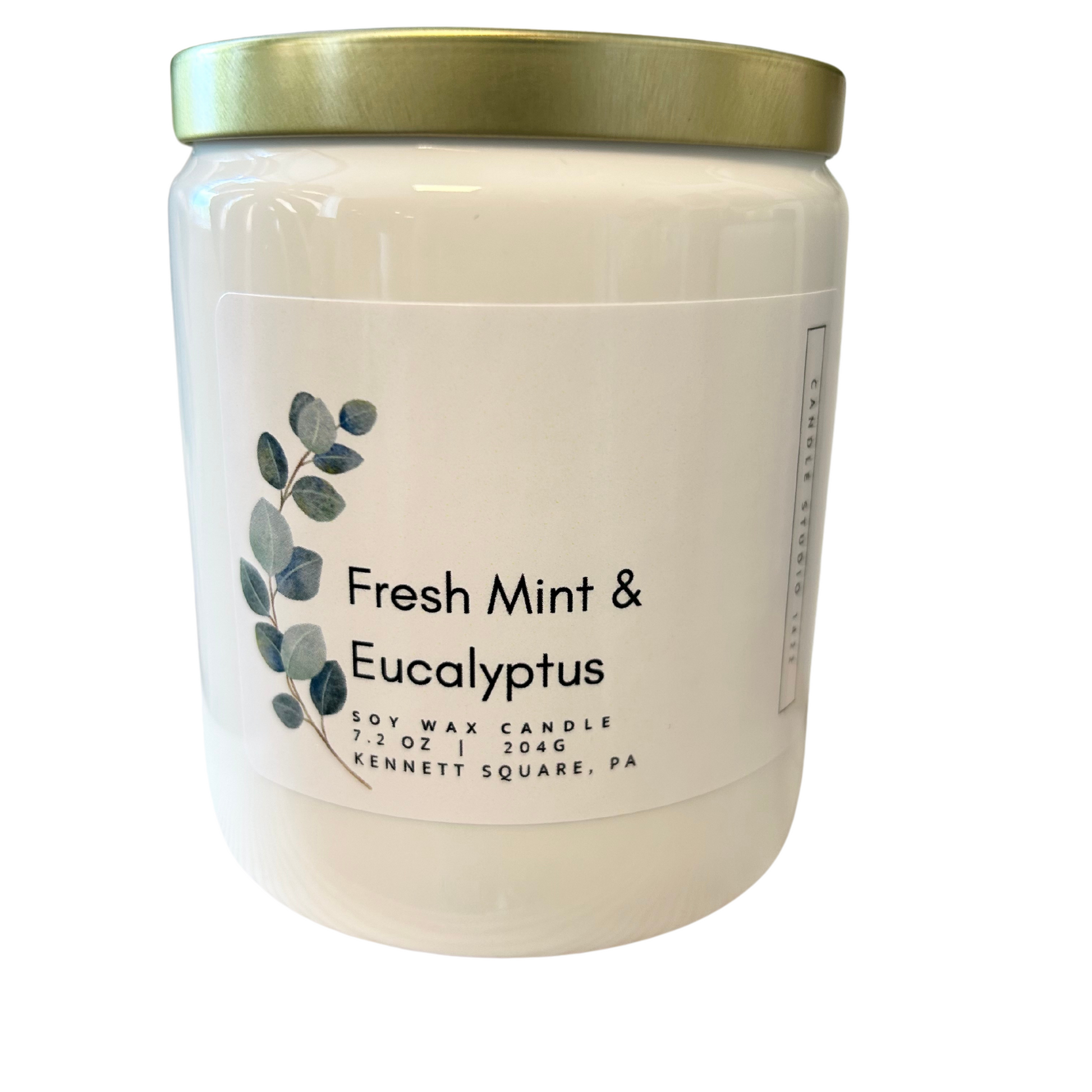 Fresh Mint & Eucalyptus Soy Candle - 7.2 oz  Farmhouse Jar - Limited Edition - Candle Studio 1422, LLC