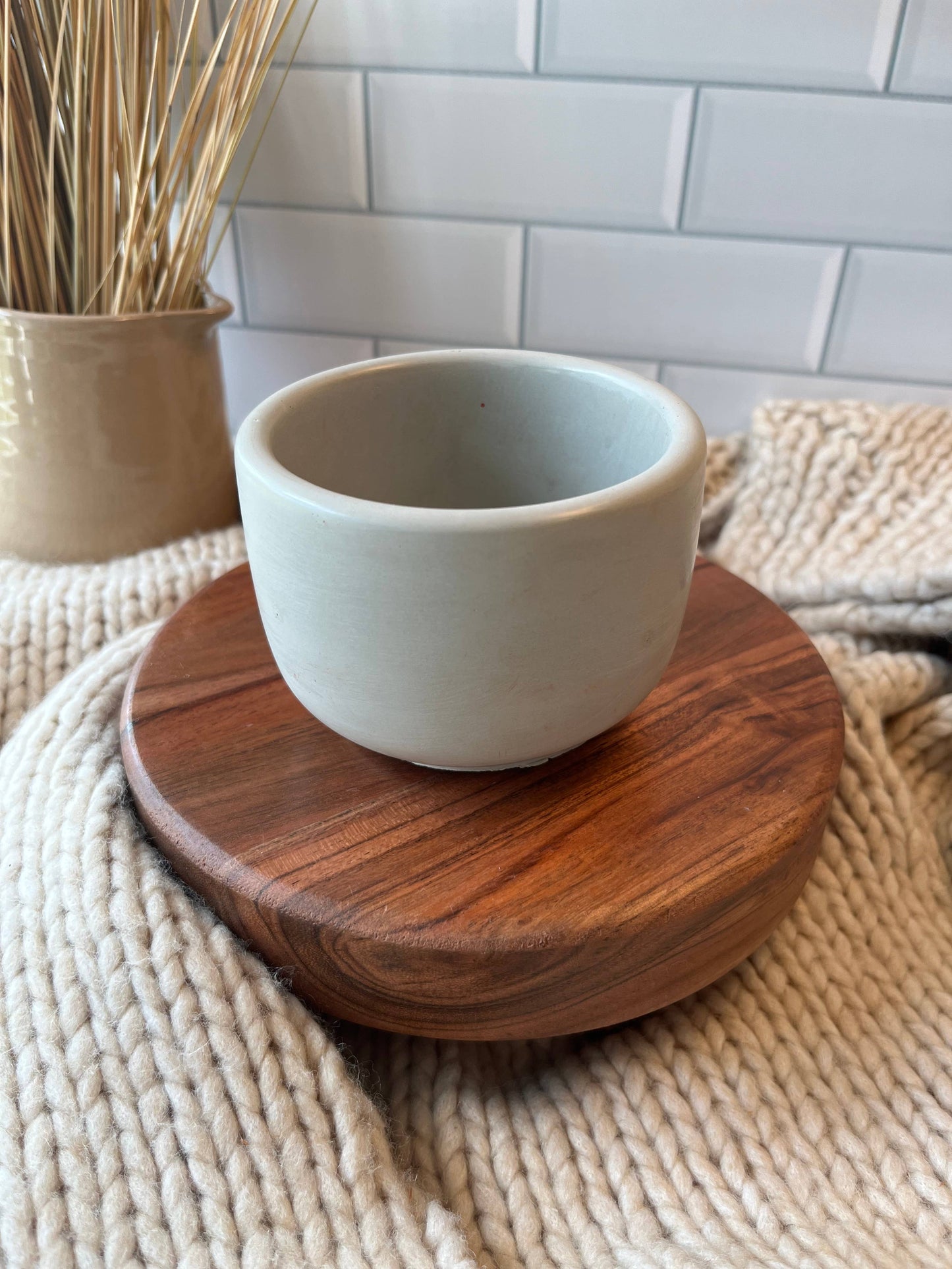Cream Concrete Candle Vessel - 8 oz