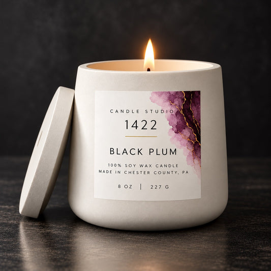 Black Plum 8 oz Trapezoid Concrete Candle