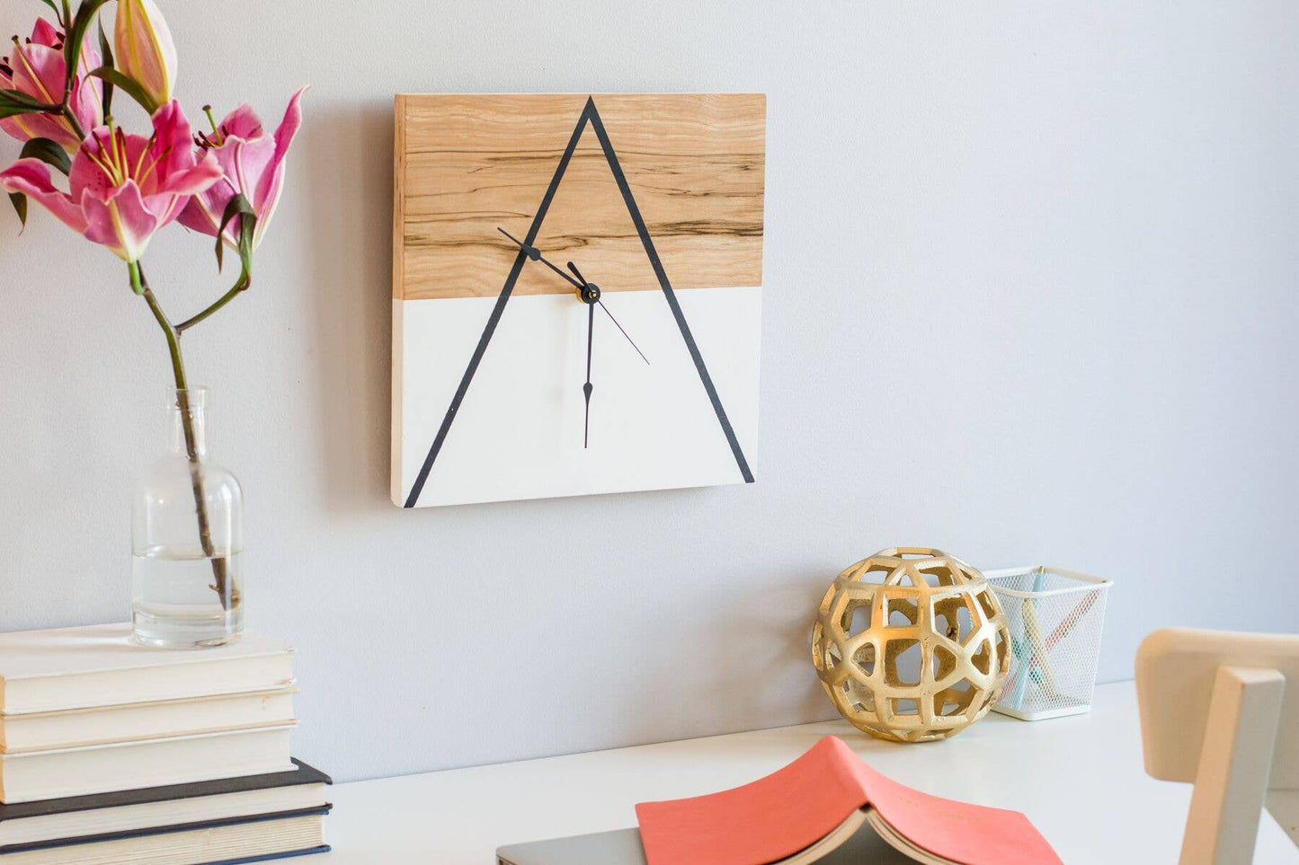 12" x 12" Geometric Thin Triangle Clock